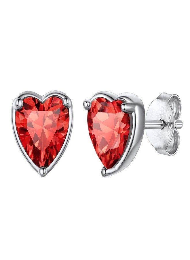 Silvora Graduation Gift for Women, Sterling Silver Stud Earrings, Birthstone Heart Stud Earrings - Image 1